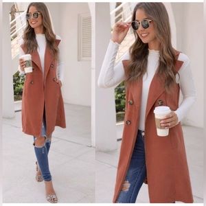 Terra Cotta Faux Suede Jacket Vest